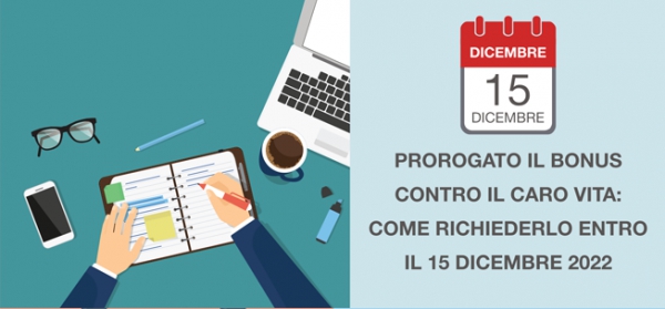 BONUS CONTRO IL CARO VITA: PROROGATO AL 15.12.2022